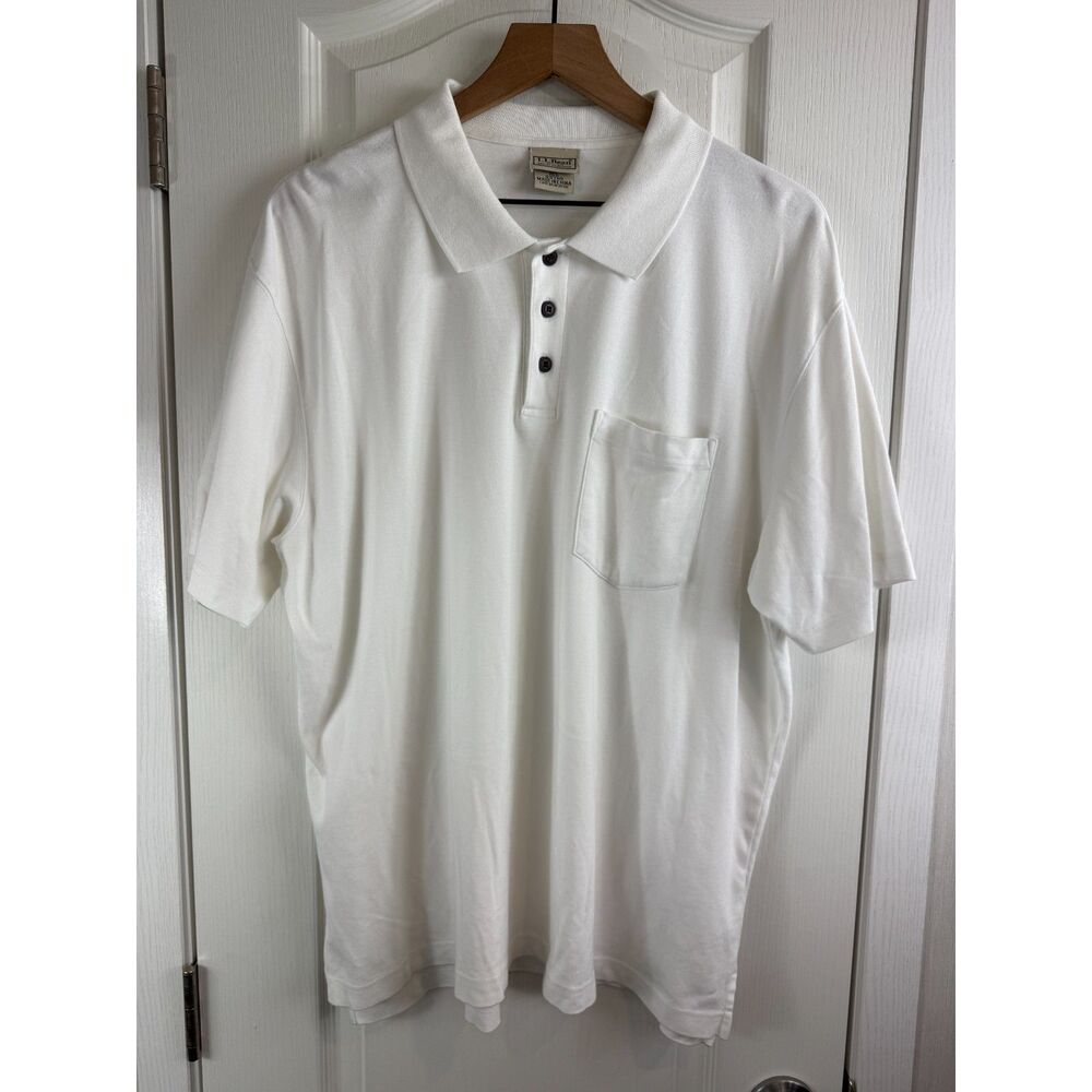 L.L. Bean Men's White Pima Cotton Pocket Polo Shirt - Size XL Regular